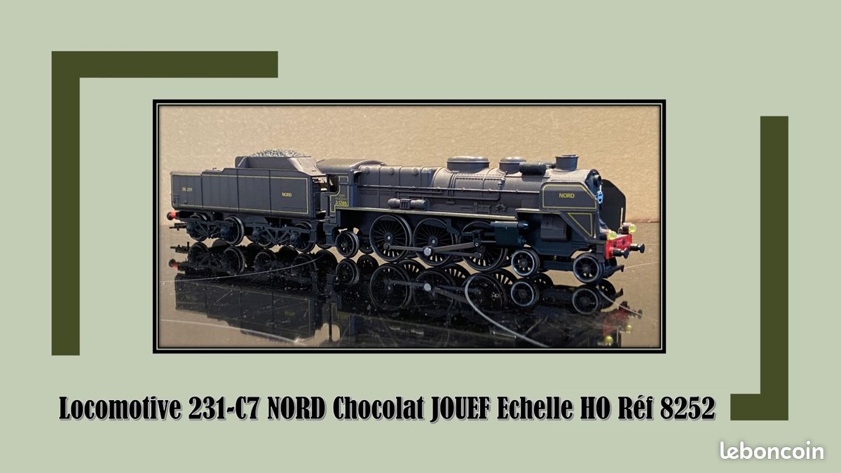 USED ​​STEAM LOCOMOTIVE NORD FIVES 3.1265 WITH TENDER 35.251, BROWN, HO, BY JOUEF 8252