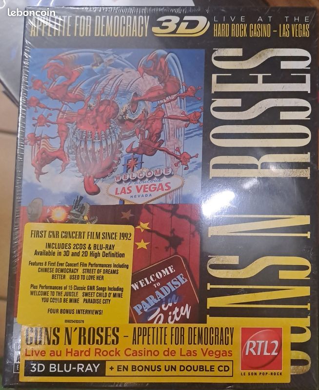 Appetite for democracy live in las vegas 3d Neuf blu ray + 2cd, guns n'roses (image 1)