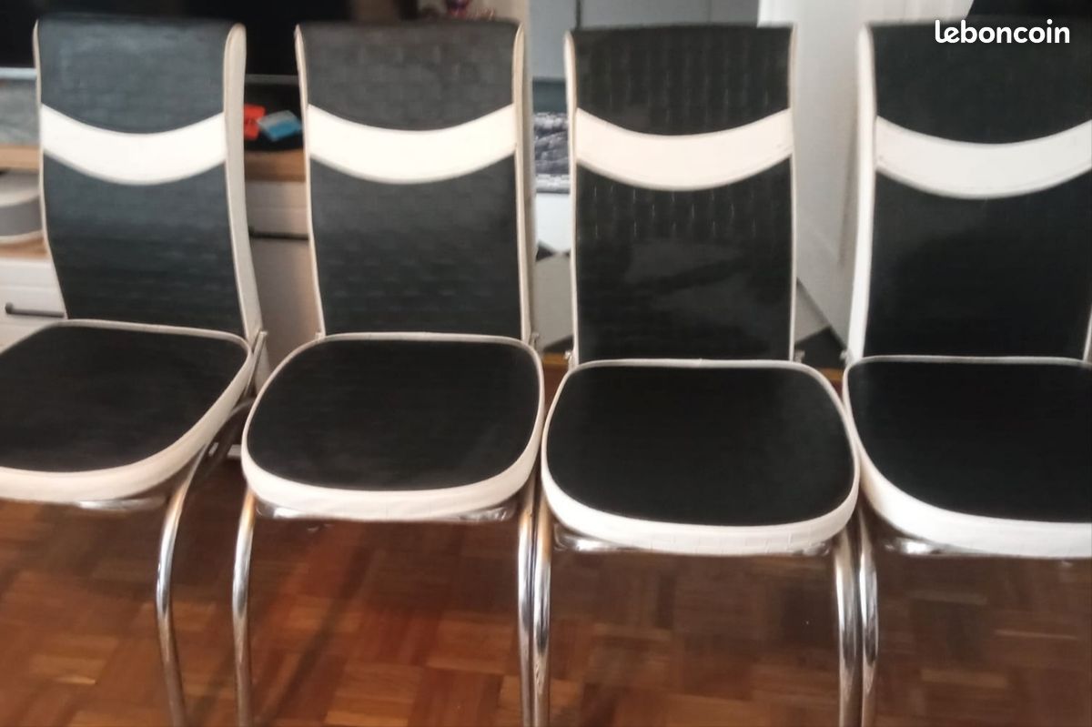 4 chaises design noires et blanches (image 2)