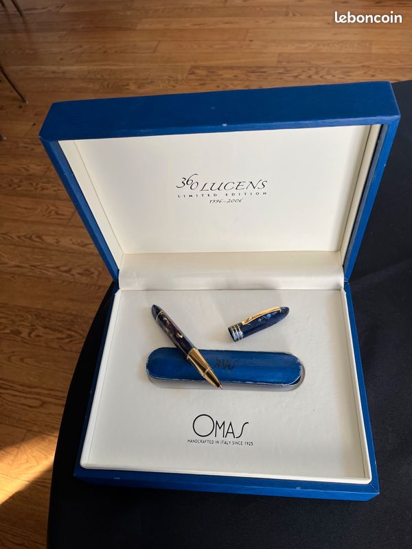 Stylo Roller OMAS 360 En Résine Bleu Nuit, Finition Platine – Occasion, Prestige