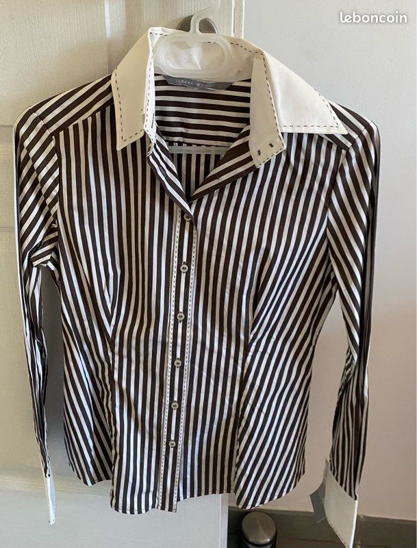 Chemisier Noir Zara Taille S - Occasion En Excellent état, Coupe Régulière