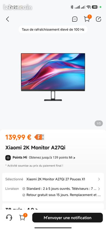 Ecran 27 Xiaomi A27Qi 2K (image 1)