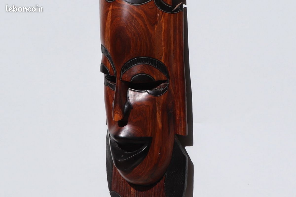 Masque africain en bois éléphant (ébène) P60-G1275 (image 6)