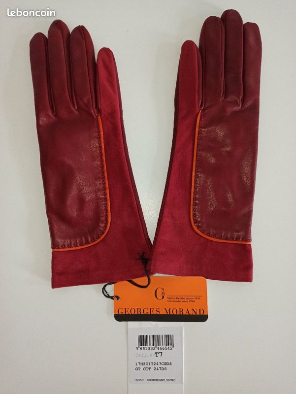 đ IdĂ©e Cadeau đ NEUFS Gants en cuir Georges Morand T7 - Etat irrĂ©prochable (image 2)