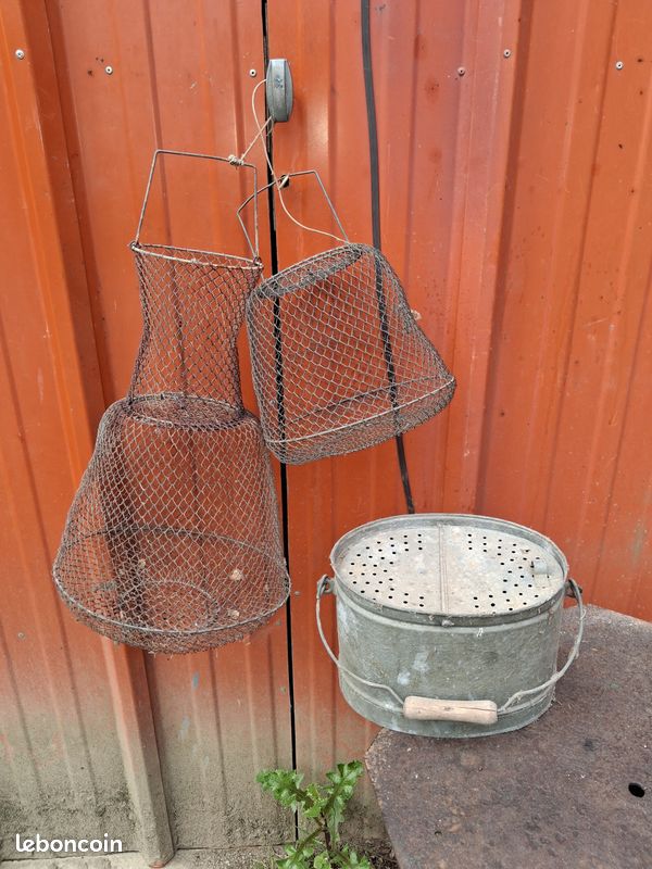 Ancienne Bourriche À Poissons Maille Métallique Made In