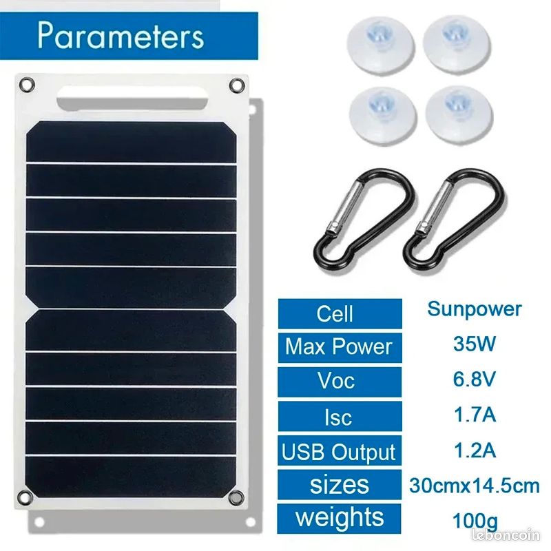 35W Panneau Solaire Portable Étanche Chargeur Batterie Mobile Camping