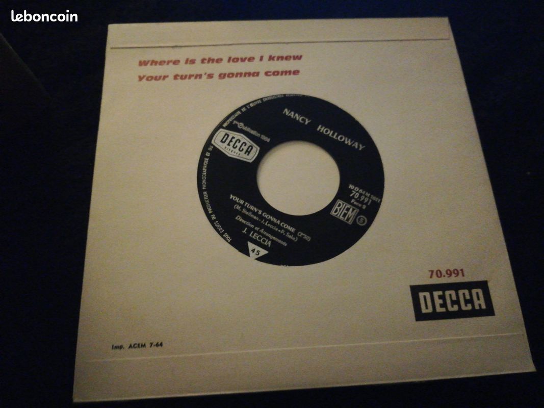 45 tours rare nancy holloway where is the love i knew 1964 ex état (image 2)