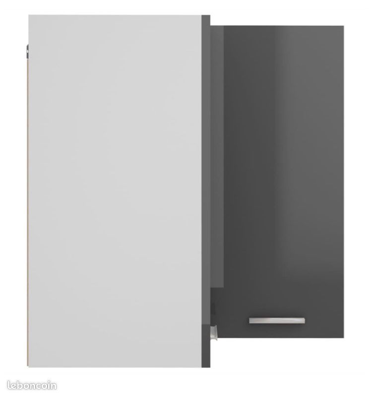 Armoire d'angle suspendue Gris brillant 57x57x60 cm Aggloméré (image 6)