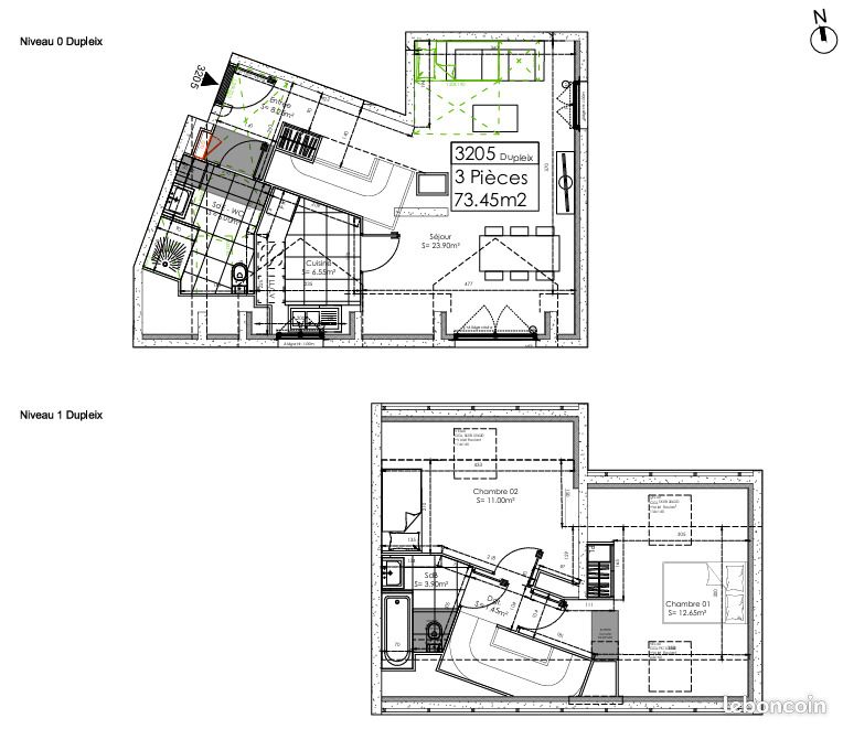 Appartement 3 pièces 73 m² · à Osny · 73 m² · 1 207 €/mois