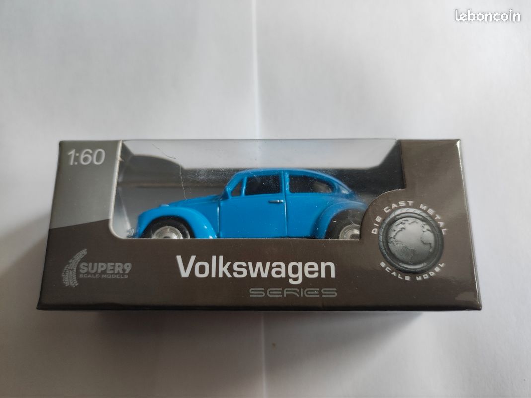 Voiture Miniature Volkswagen Beetle Coccinelle En Métal Vert - Modèle 1/34-1/39 Avec Portes Ouvrantes - 11 Cm