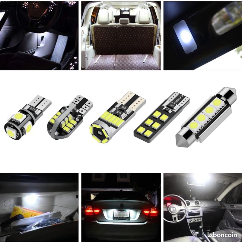 Kit Ampoules LED Auto Canbus - 22 Pièces T10 T5 W5W Pour Plaque, Dôme, Porte Et Coffre