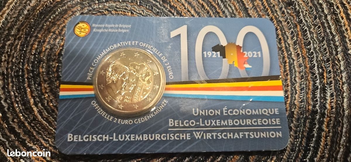 Pice 2 Belgique 2021 Union conomique Belgo-Luxembourgeoise coin card BU  euro commmorative - Collection