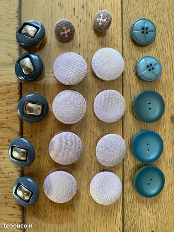 Lot De 6 Boutons Anciens Bleus épais Vintage - Diamètre 2,2 Cm - Réf. 5416 - Occasion