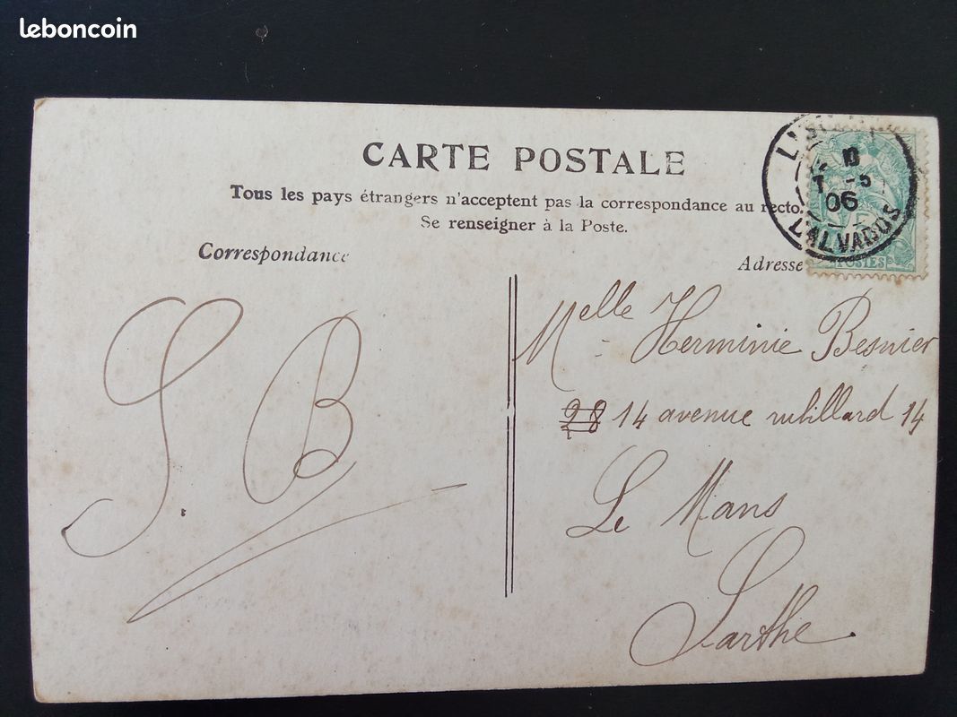 Carte Postale Ancienne Fantaisie 1906 - Portrait Femme Fleurs Lisieux Calvados (image 2)