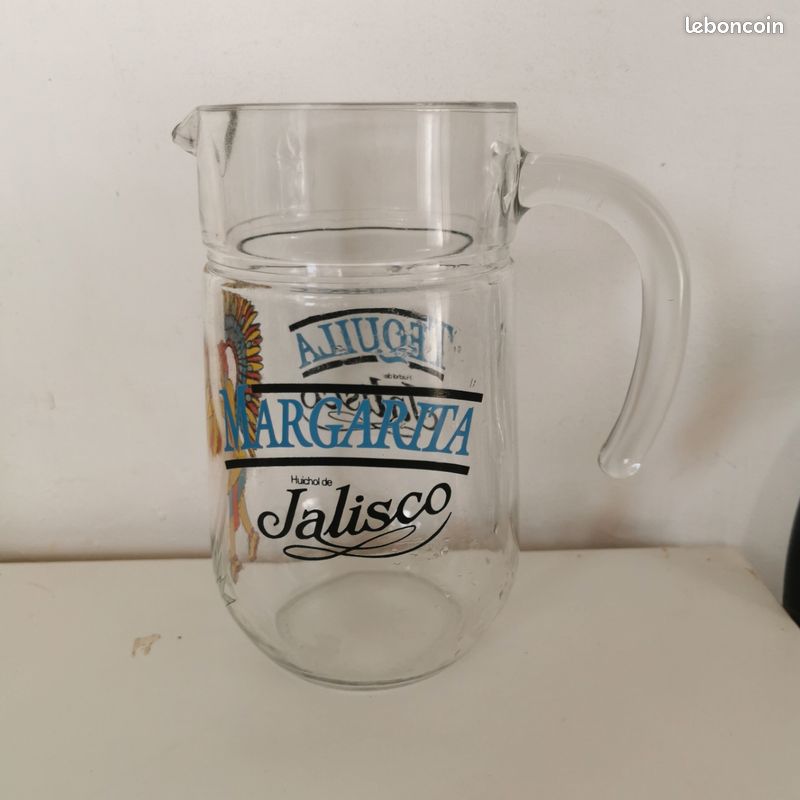 Carafe publicitaire vintage Tequila Huichol de Jalisco de 1 litre (image 1)