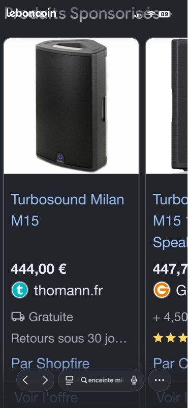 Enceinte amplifiée TURBOSOUND MILAN M15 (image 3)