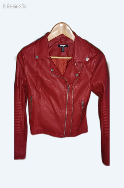 Veste Biker Veste Rouge Jennyfer Jacket Jennyfer Blouson Simili