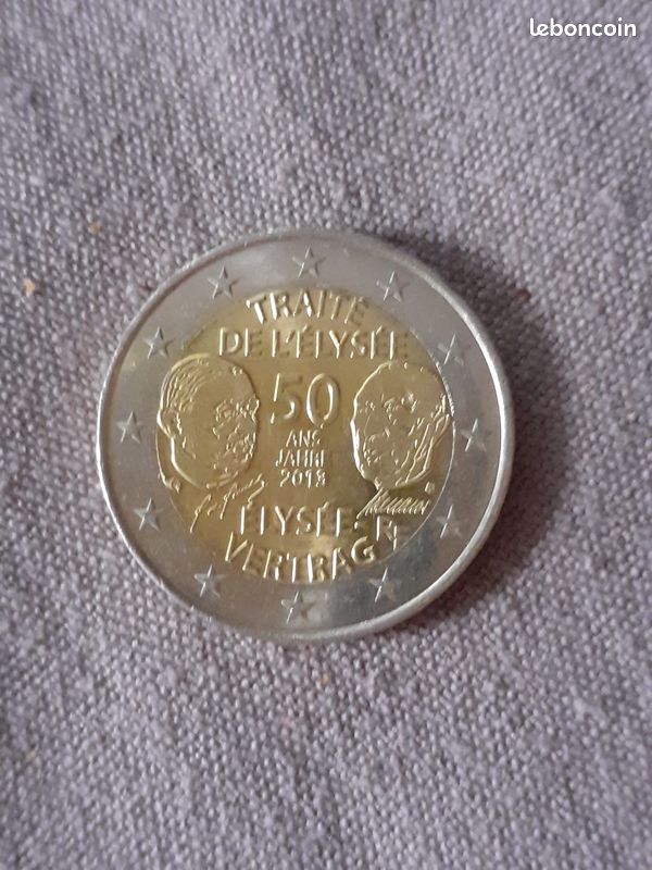 2 EUROS J.O DE PARIS 2024 TOUR EIFFEL Etat sup prix: 7 2 EUROS COMMEMORATIVE 50 ANS DU TRAITE DE L' ELYSEE VERTRAG VERSION FRANCE 2013 Etat sup (image 2)