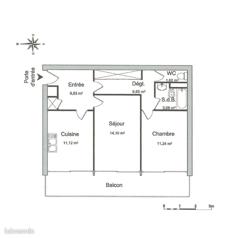 Appartement T2 55m2 + Balcon 15m2 / Vue dégagée sur Vercors (image 10)