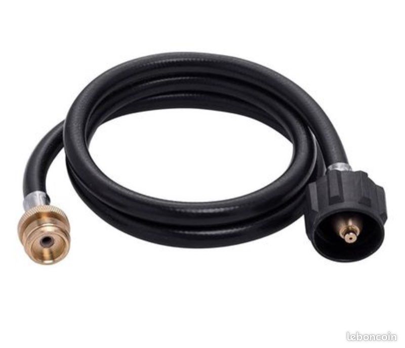 Adaptateur Tuyau Recharge Propane - 50cm, Alliage Cuivre/aluminium, Caoutchouc, Noir