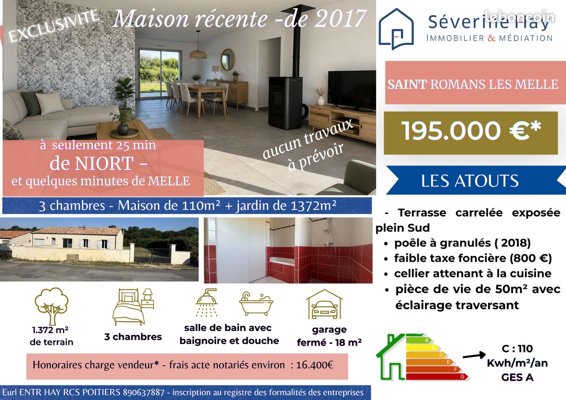 Maison 5 pièces 115 m² · à Saint-Romans-lès-Melle · 115 m² · 195 000 €