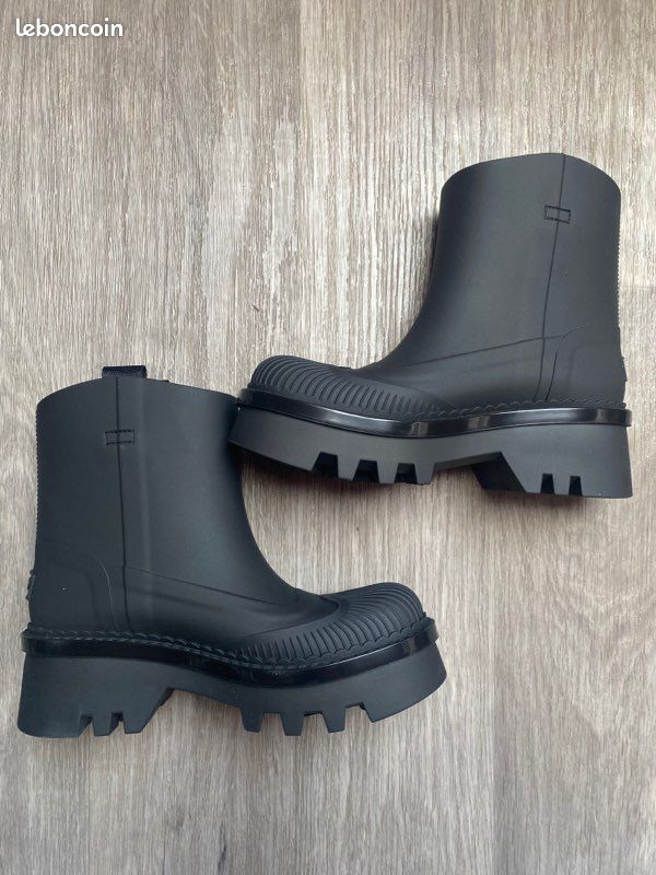 Bottines noires Chloé en caoutchouc Modèle Raina 55 - taille 38 (image 4)