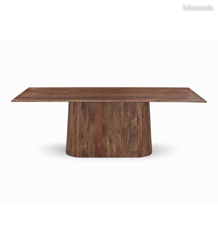Table à manger 220 cm manguier massif pied central – Chandra (image 2)