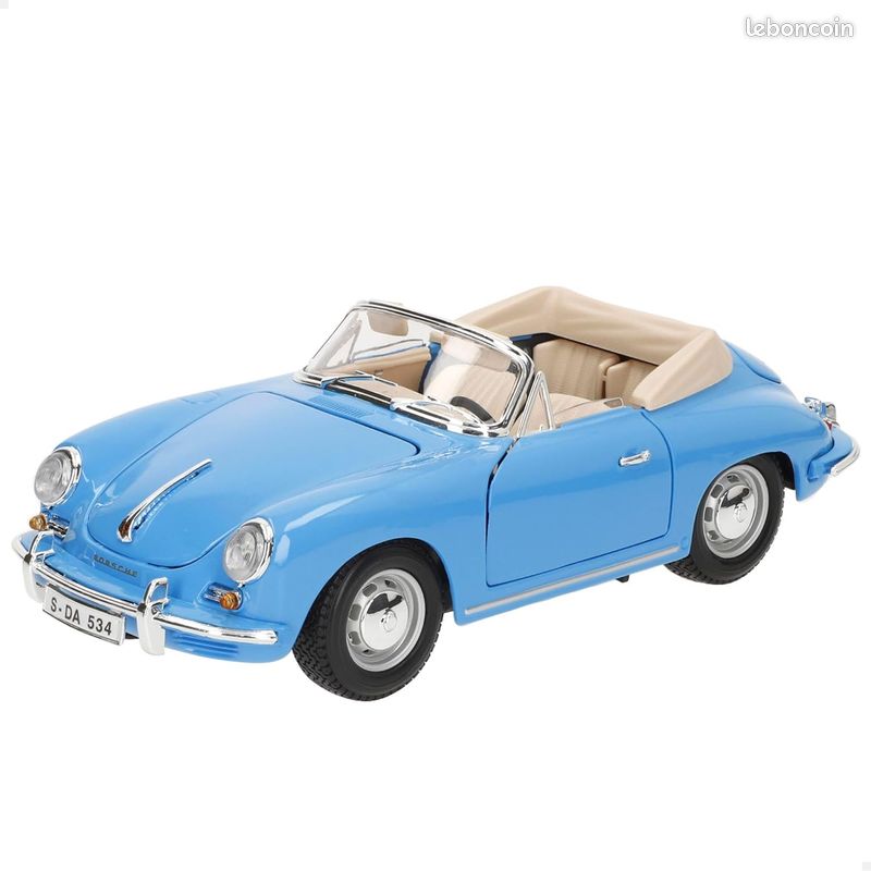 PORSCHE 356 B CABRIOLET 1961 BLEU MARINE 1/18 BURAGO – SANS BOÎTE (OCCASION)