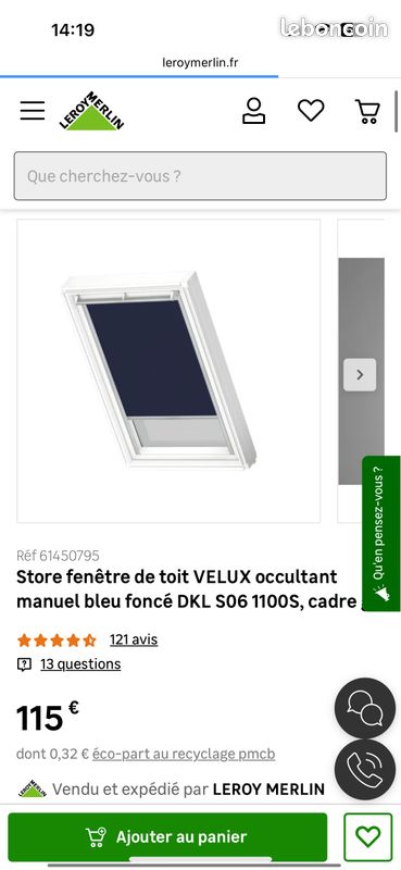 Rideau de velux occultant bleu DKLS petite velux (image 3)