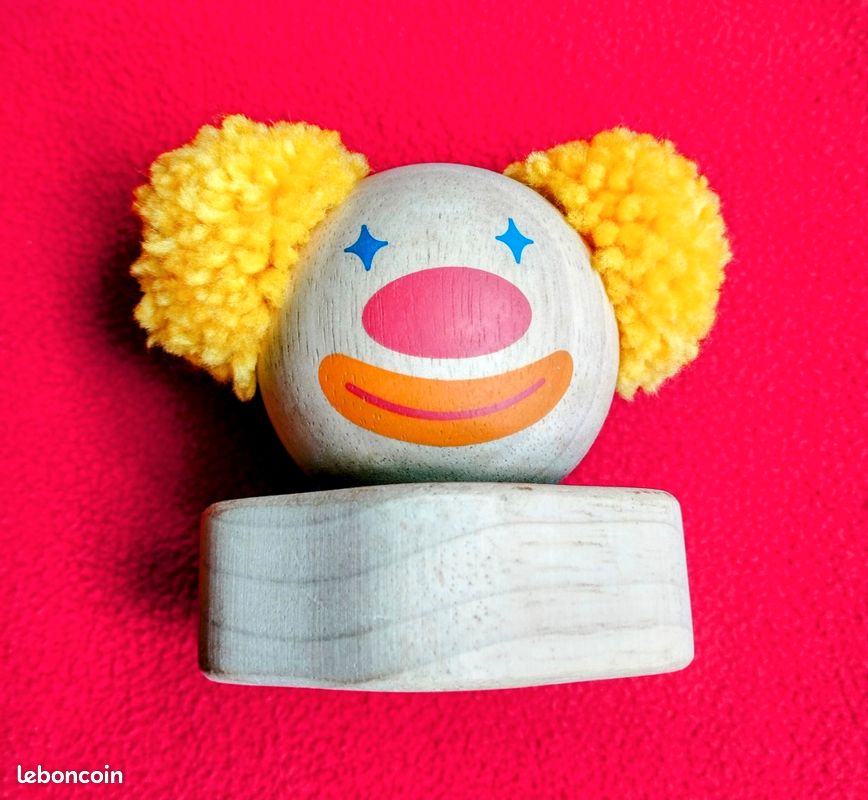 Ancien pantin, clown en bois, jouet vintage 60/80 - Décoration