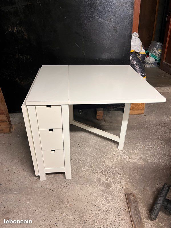 Table console extensible blanche Tbon état - 2 morceaux Alinéa 160cm x 80 cm gain de place (image 1)