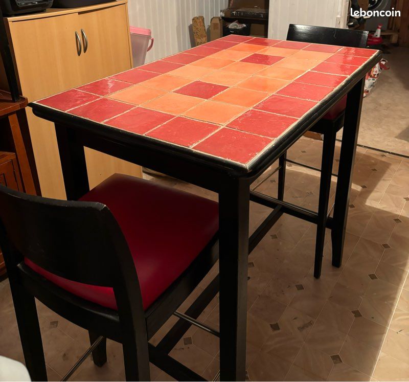 Table haute bois massif + 4 chaises hautes (image 2)