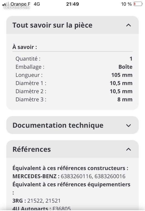Paire de Bielettes de barre stabilisatrice Mercedes (image 2)