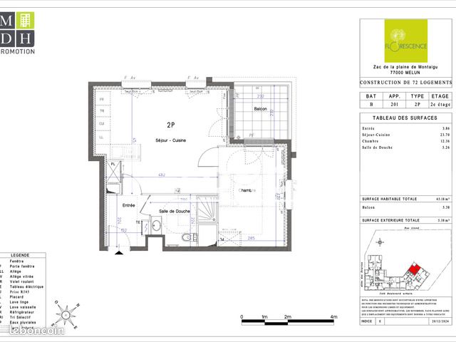 Appartement a louer melun - 2 pièce(s) - 45 m2 - Surfyn