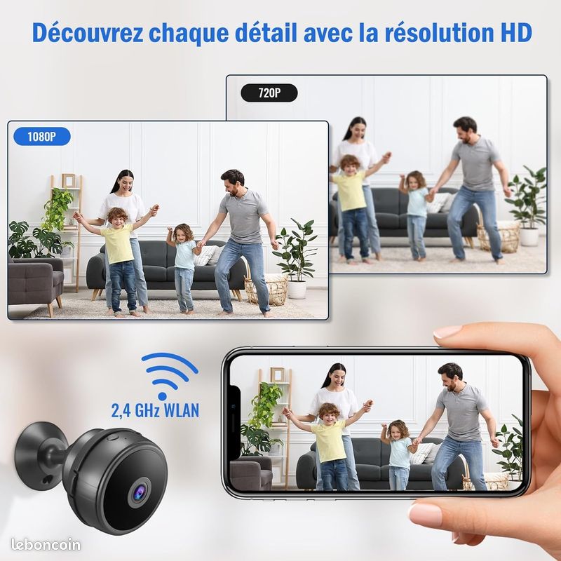 Mini Caméra De Surveillance WiFi 1080P - Vision Nocturne Et Grand Angle 150° - Autonomie Longue - Idéale Maison, Magasin, Animaux