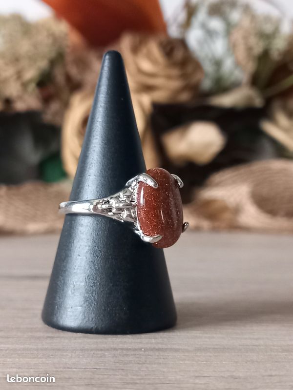 Bague Plaque Or Avec Pierre Cornaline 17x13mm - Taille 56 (Modèle 7) - Neuf Sans Boîte