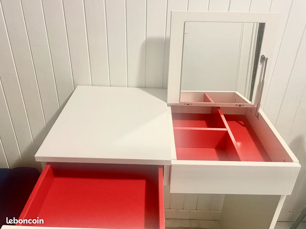 Coiffeuse ou petit bureau blanc BRIMNES Coiffeuse IKEA avec miroir – très bon état (image 4)