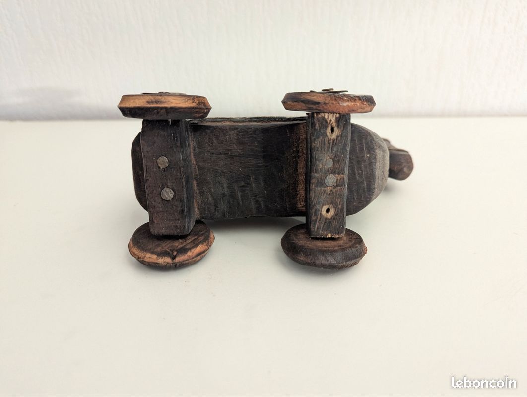 Jouet Indien Vintage - Cheval Sur Roues En Bois Sculpté - Rajasthan Traditionnel
