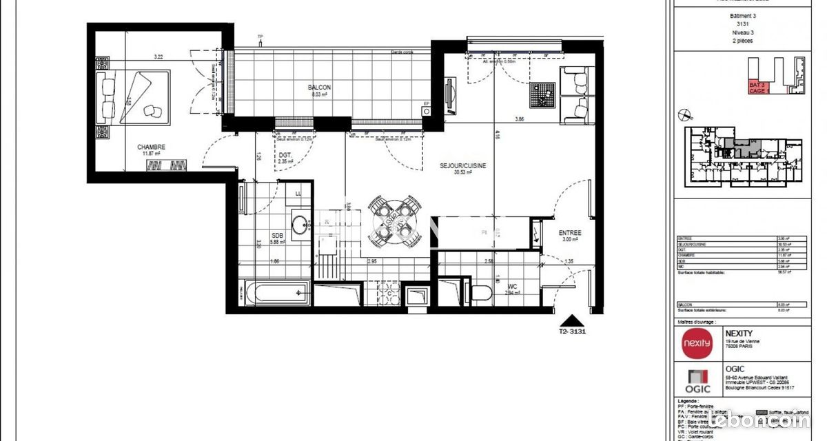 Appartement 2 pièces 57 m² · à Meudon · 57 m² · 1 159 €