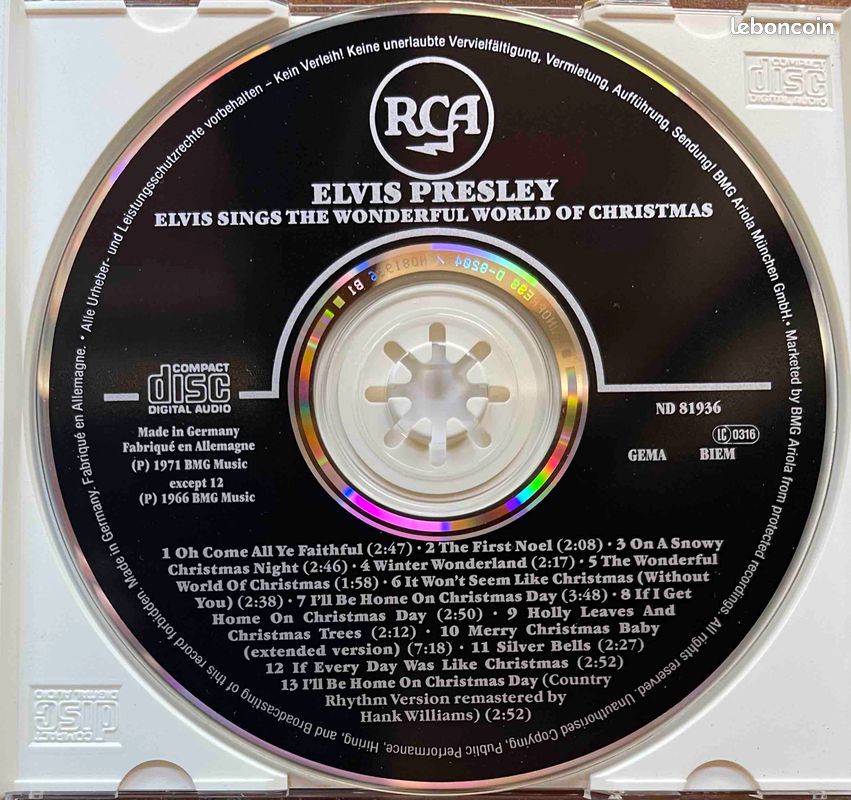 ♥🎼CD🇺🇸 Elvis Presley (Sings : The Wonderfil World of Christmas) ✹ 1954-1957 ®1998 (image 3)