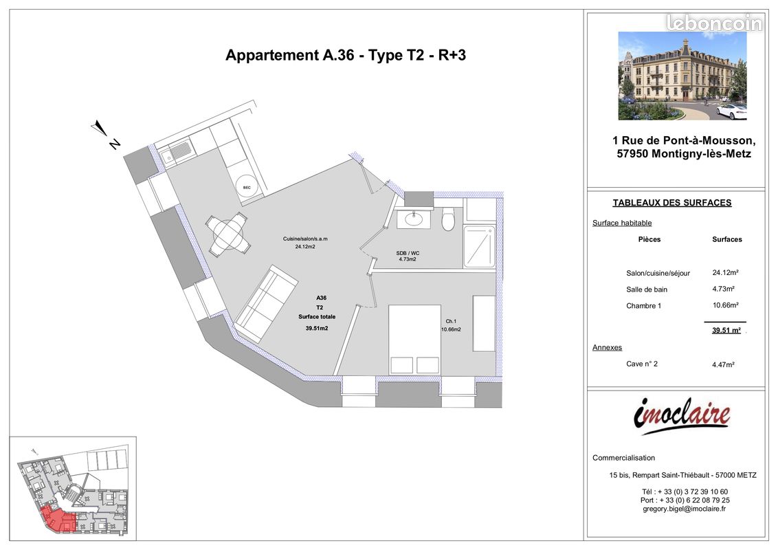 Appartement 2 pièces 40 m² · à Montigny-lès-Metz · 39,5 m² · 193 000 €