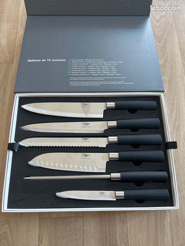 PRADEL - COUPERET LAME ARRONDIE 22 CM MANCHE BOIS 3 RIVETS VRAC
