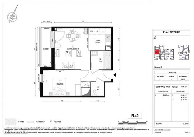 Appartement a louer villeneuve-le-roi - 2 pièce(s) - 44 m2 - Surfyn