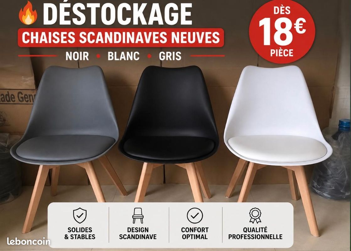 Chaise noir blanc gris neuves (image 1)