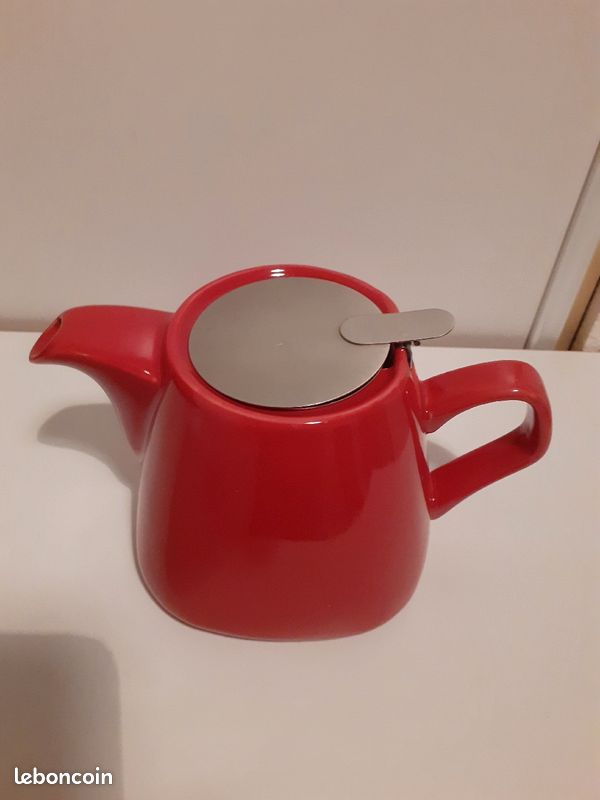 Théière, tisaniere porcelaine rouge Monoprix neuve (image 1)