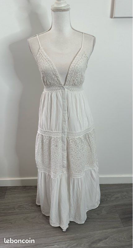 Robe Bohème Chic Robe Blanche Broderie Robe Longue Crochet