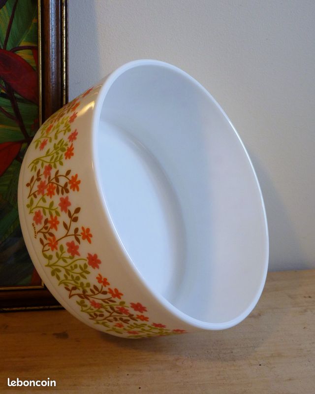 Lot De 4 Bols Arcopal Vintage Années 70 - Motif Fleurs Orange - Excellent État
