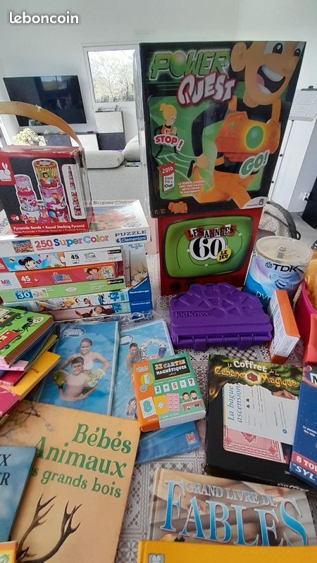 Gros lot de jouets, puzzles, livres, Lego, Barbie, micro karaoké, palmes, bottes de neige, jeux Meccano, valise éléphant : tout doit partir (image 9)