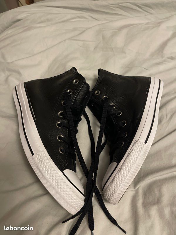 High Top Converse Noir Haute La Redoute Cuir Noir Converse Haute