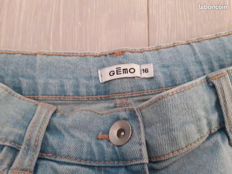 Short jean fille taille haute 16 ans marque Gémo (image 3)